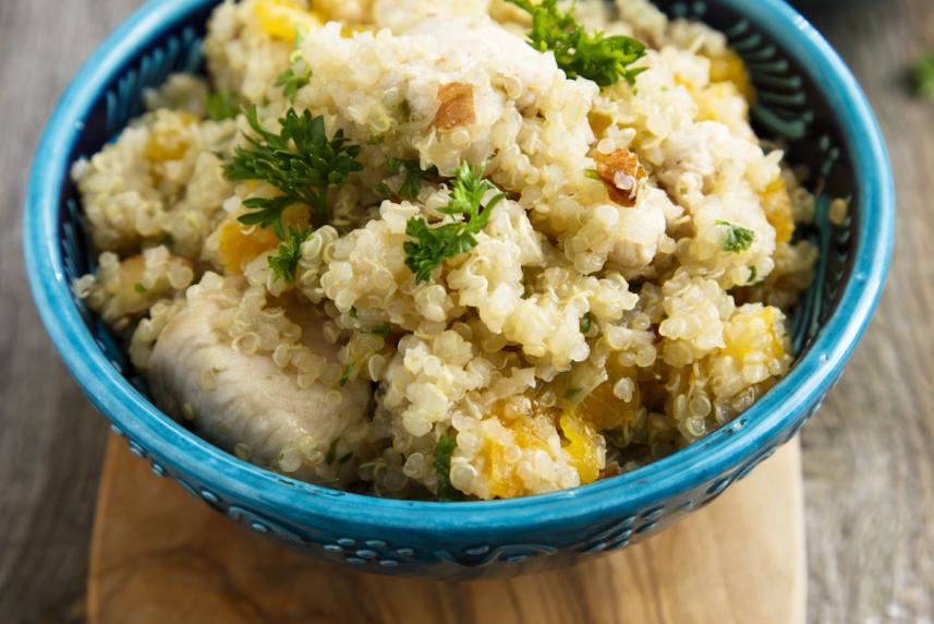 Quinoa Salad with Dried Apricots and Baby Spinach