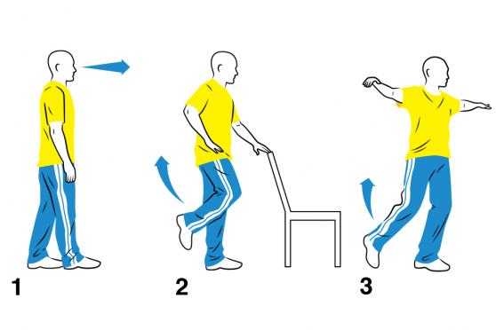 Illustration: Heel-to-Toe Walk, One-Legged Stand, Walk the Line
