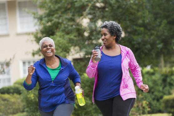 Two people jogging