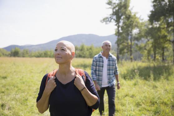 Photo: woman with cancer outside 